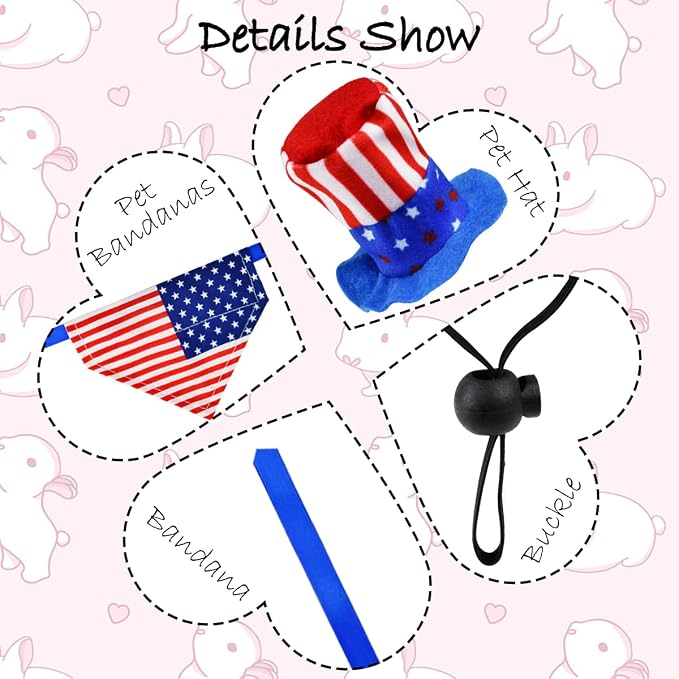 4 Pcs Pet Independence Day Costume Pet 4th of July Guinea Pig Hat and, Large, 4-Pack, Small