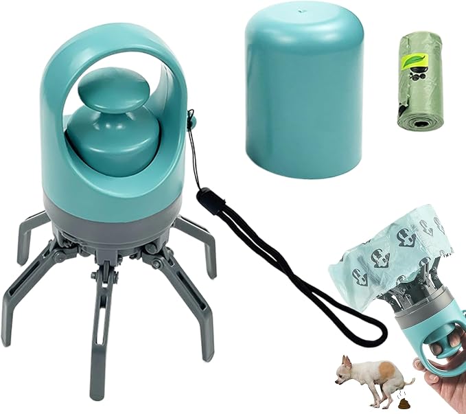 Poop Scooper for Dogs, Dog Waste Picker Dog Poop Scooper with 15piecs Bag Dispenser, Portable Pooper Scoopers Outdoor