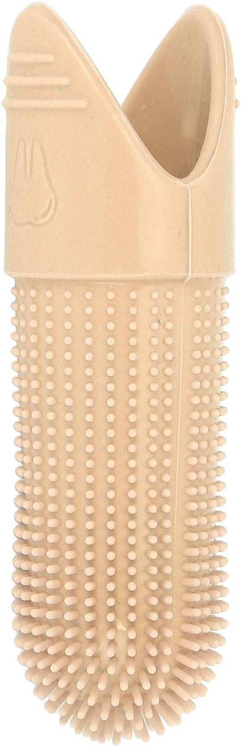 TOPINCN Silicone Dog Finger Toothbrush 360 Degree Food Grade for Dogs Cats Care with Flexible Design for Oral Clean (Beige)