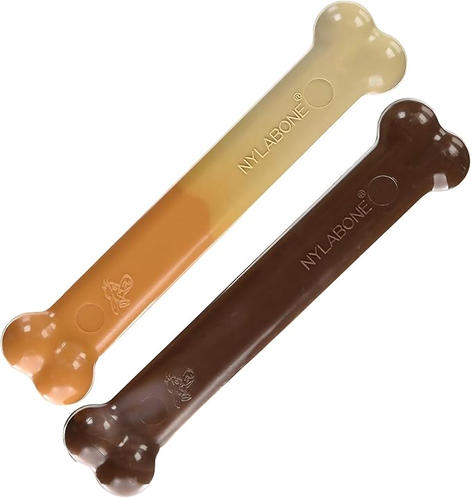 Nylabone Power Chew Original Bone Dog Chew Toys, Large, 2 Count | Funnel cake and shish kabob flavors, durable chew toys, discourages destructive chewing, for dogs up to 50 pounds