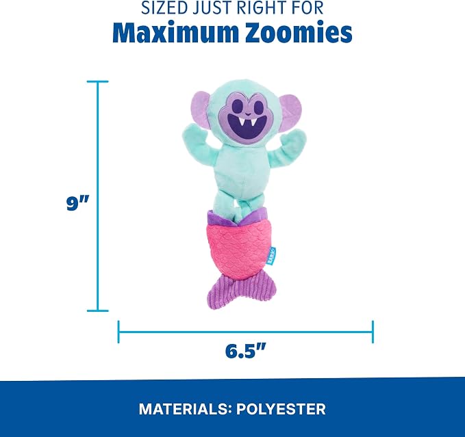 BarkBox Gigi the Fiji Mermaid Dog Toy - Toy for Medium and Large Dogs | Two-in-One Cryptid Plush Toy with Squeaker, Crinkle and Treat Holder
