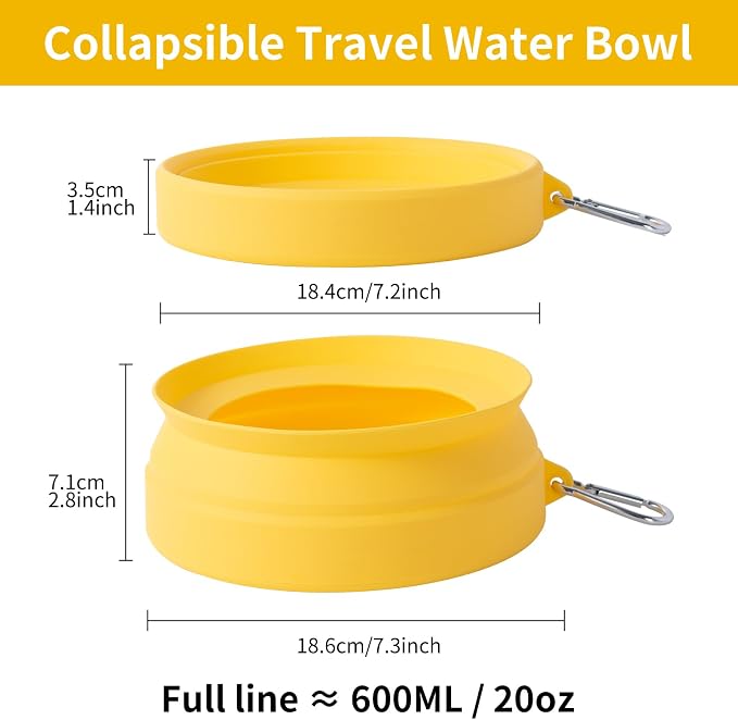 SLSON Spill Proof Dog Water Bowl for Cars, Yellow