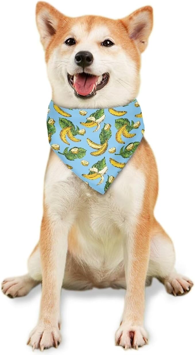 Forchrinse Banana Dog Bandanas Triangle Dog Bib Scarf, One Size, Polyester, Banana