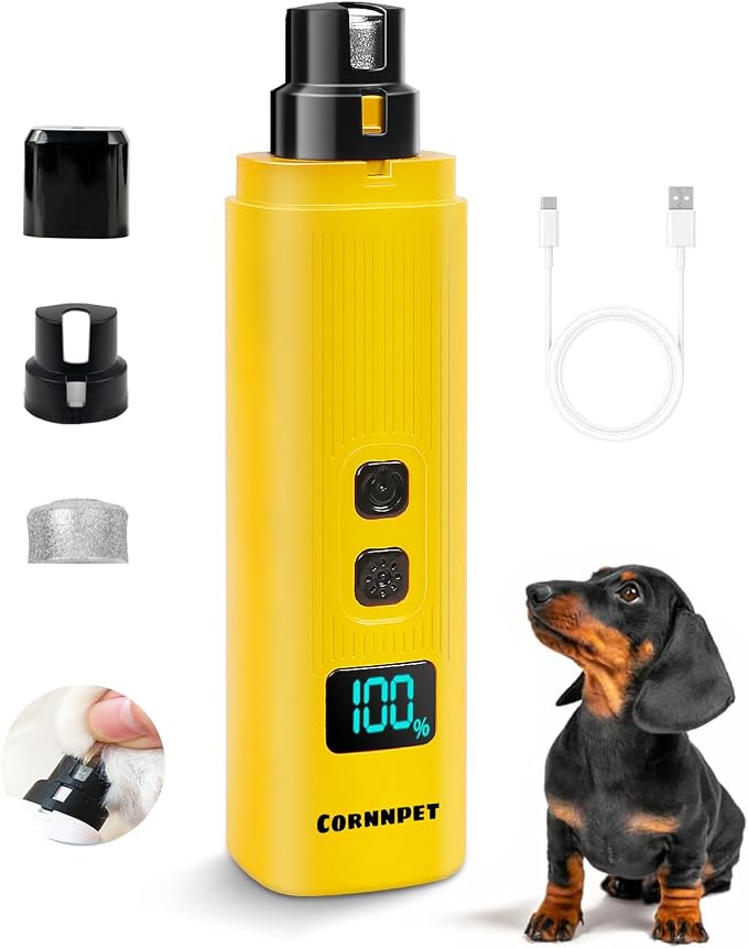 Electric Dog & Cat Nail Grinder with 2 LED Lights, Yellow