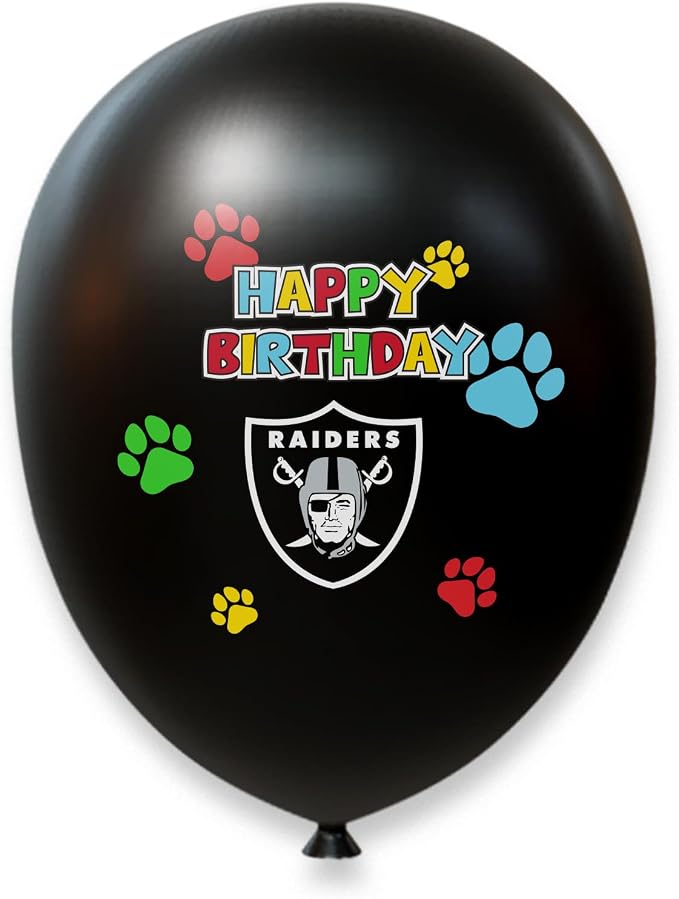 NFL LAS Vegas Raiders Dog Birthday Party Set 8pcs with 1 Football Bandana Large/X-Large, 1 Birthday Cake Toy & 6 B-Day Balloons, Dog Birthday Set, Costume, Fun Doggie Party Accesories