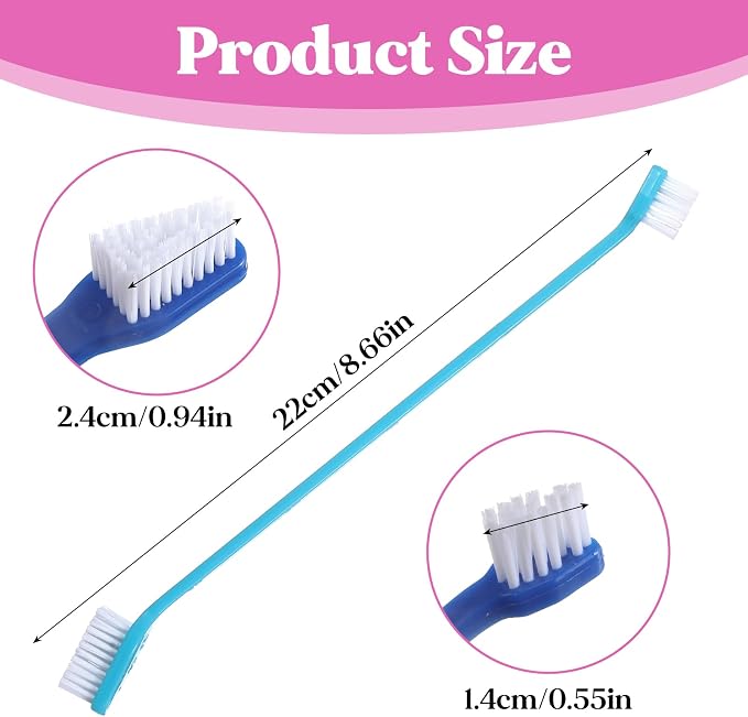 200Pcs Dog Toothbrushes, Dual Headed Dog Tooth Brush Bulk, Long Handle Plastic Pet Toothbrush for Large Small Dogs Cats Puppy Teeth Cleaning Dental Care Supplies 8 Colors