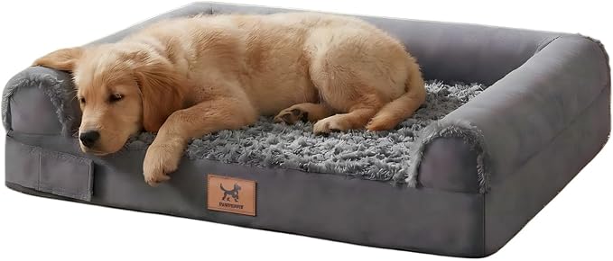Orthopedic Egg-Crate Foam Sofa Dog Bed - L 35x22in, Dark Gray