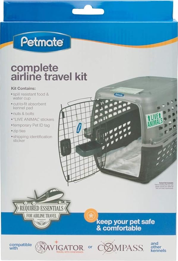 Petmate Sky Kennel Pet Carrier (32 Inch) and Petmate 290300 Kennel Travel Kit