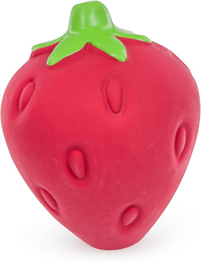 Petface Large Strawberry Soft Chew Latex Dog Toy (Pack of 1) | Interactive Fun, Built-In Squeaker, Soft Latex Material, Durable, Engaging Play