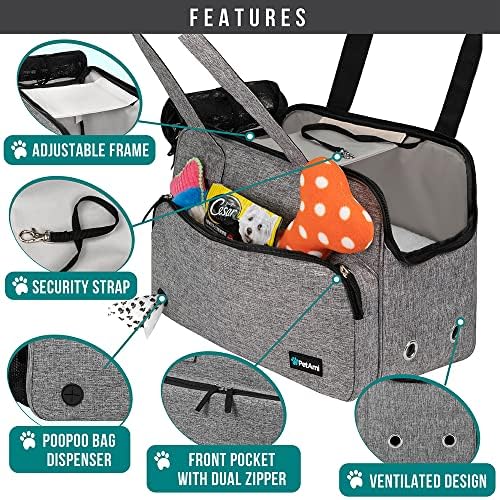 PetAmi Small Dog Purse Carrier, Airline Approved, Soft-Sided Tote, Gray