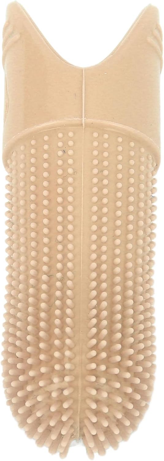 Haofy 4 Pack Dog Toothbrush, 360°Cleaning Finger Brush for Dogs Teeth, Food Grade Silicone Pet Toothbrush Fits Most Fingers, Puppy Toothbrush for Dog Training Period (Beige)