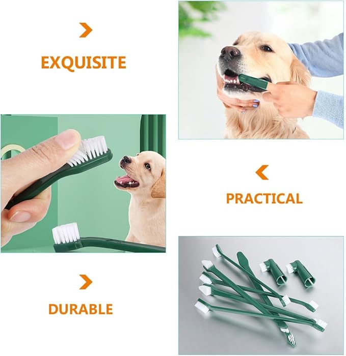 Luxshiny Dog Toothbrush Kit with Finger Toothbrush and Dual-Head Brush, Soft Bristles Pet Dental Care Set for Puppies and Dogs, Effective Teeth Cleaning Tool for Oral Hygiene