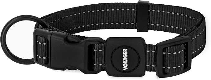 Best Pet Supplies Voyager Reflective Dog Leash or Collar with Neoprene Handle, for Small, Medium, and Large Breed Puppies, Cute and Heavy Duty for Walking, Running and Training - Black, S