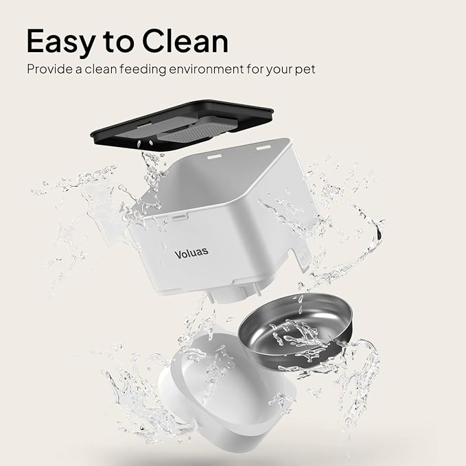 VOLUAS Automatic Cat Feeders - Timed Pet Feeder for Cats and Dogs with Dry Food Dispenser, Desiccant Bag, Programmable Portion Control, 4 Daily Meals, 10s Voice Recorder