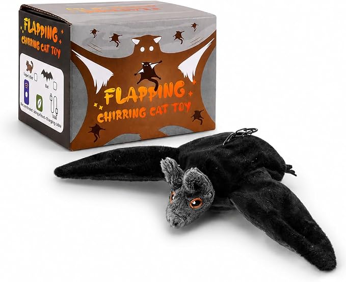 Halloween Interactive Flapping Bat Dog Toy, Motion Activated Rechargeable Plush Toy with Moving Wings for Bored Dogs, Puppies, Small & Medium Dogs (1PCS)