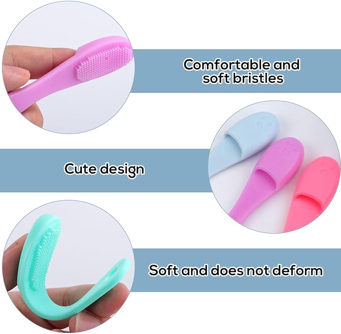 4 Pcs Cat Chin Brushes, Soft Silicone Manual Facial Cleansing Scrubber Cats Chin Cleaner Dog Finger Toothbrush Pet Tooth Brush with Improved Design for Dogs Cats Puppies Chin Cleaning Dental Care