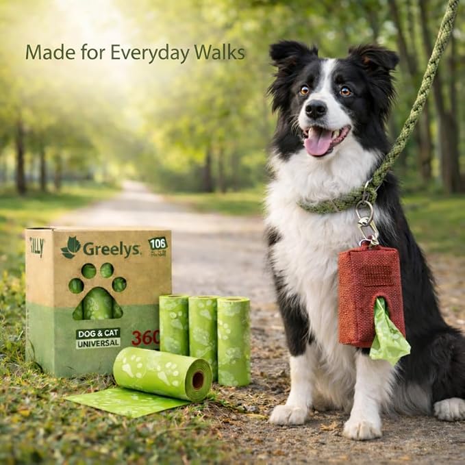 Dog Poop Bags 360 Count – Strong Leak-Proof, Easy Tear, Eco Friendly Biodegradable Waste Bags for Dogs & Cats, Unscented