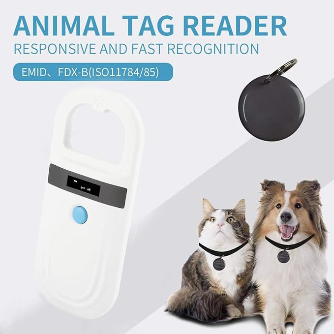 Watris Veiyi Dog Microchip Reader, Pet Microchip Scanner for Animal | with OLED Display Screen, Pet Chip ID Scanner Supports FDX-B (ISO11784/11785) and EMID Microchips