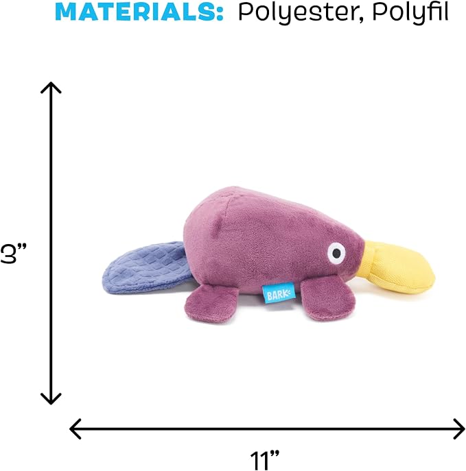 BarkBox Drongo Platypus Dog Toy - for Small to Medium Dogs | Plush Rip & Reveal Toy with Whip-N-Flip Tail, 2 Squeakers & Hidden Bonus Toys Inside