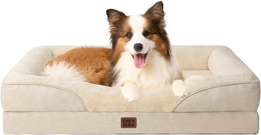 EHEYCIGA Orthopedic Memory Foam Dog Bed - Large 41x27in, Beige