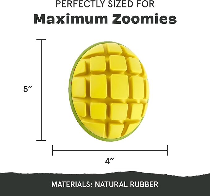 BarkBox Go Mango Tough Squeaky Rubber Dog Toy - Large | Candy-Scented, Durable Design for Long-Lasting, Squeaky Fun - Breeds