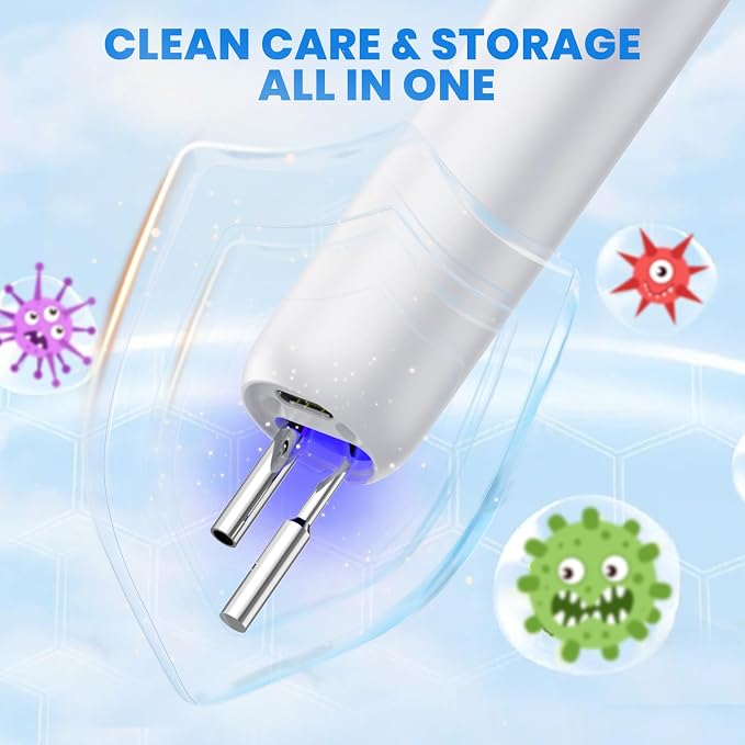 Dog Plaque Remover for Teeth,with UV Sanitizing Chamber | Stores & Sanitizes Metal Tips After Use,6 Cleaning Modes for Different Needs,dog teeth cleaning,plaque remover for teeth