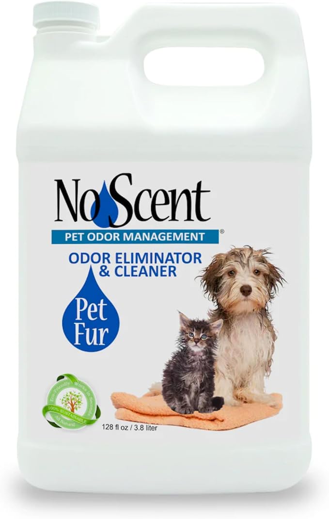 No Scent Pet Fur Odor Spray & Rinseless Cleaner for Dog, Cat, Hamster, Small Animal & Furry Pets (128 Fl Oz / 1 Gallon)