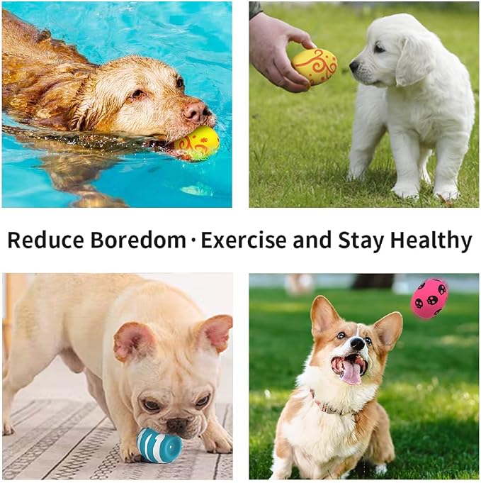 SCHITEC Squeaky Dog Toys, 3 Pack Soft Latex Balls for Puppies Small Dogs | Squeak Puppy Toy, Bouncing Rubber Egg Shaped Ball, Built-in Squeaker, 2.3” Small Size, Interactive Fetch