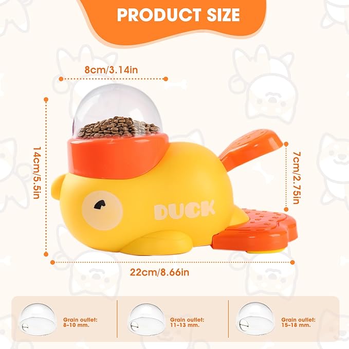 Dog Interactive Treat Dispenser, Interactive Dog Toys Food Puzzle Slow Feeder, Duck Treat Dispenser for Small Medium Dogs and Cats, Promotes IQ Training and Entertainment Reduces Bloating