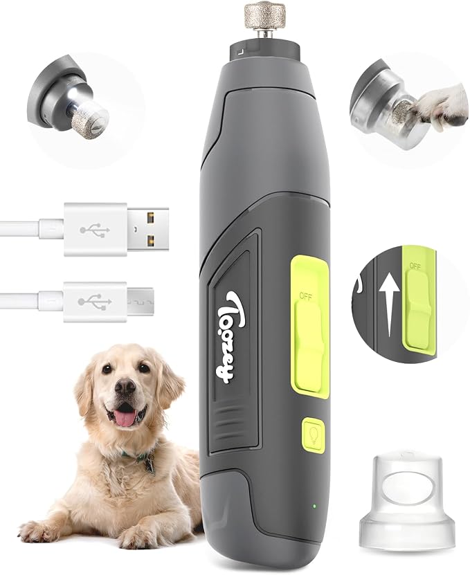 Toozey Dog Nail Grinder with LED Light, 3 Speeds