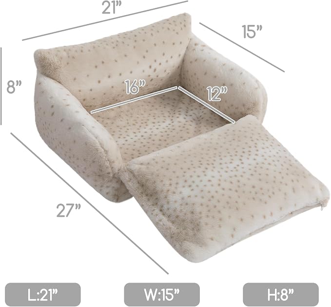 Hollypet Cat Bed Small Dog Orthopedic Couch Beds for Pets up to 13 lbs | Fluffy Multifunctional Double-Layer Warming Kitten Pet Couch Orthopedic Beds with Machine Washable Cover and Non-Slip Bottom