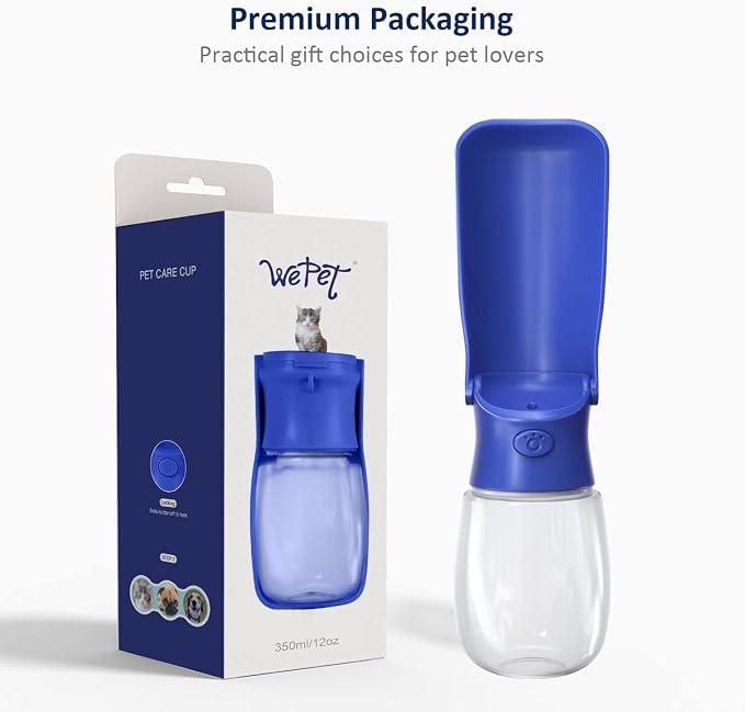 WePet Foldable Portable Dog Water Bottle with Drinking Feeder, 12oz