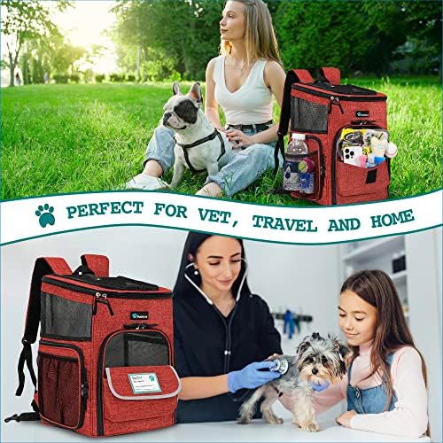 PetAmi Dog Backpack Carrier, Airline Approved, 4-Way Entry, Red