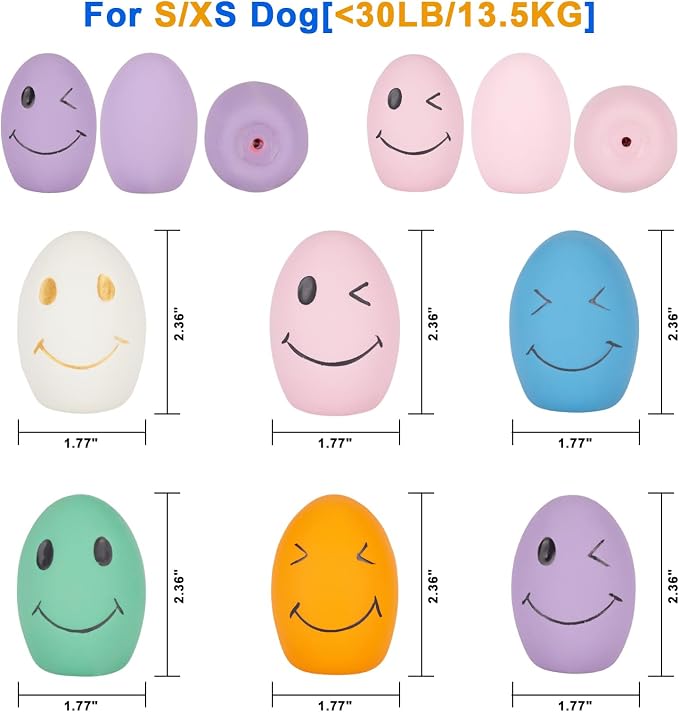 Dog Squeaky Toy, Latex Bouncy Egg Balls Squeaker for Small Dogs, Puppy Durable Rubber Squeak Balls for Teddy Interactive Fetch Play (6 PCS)…