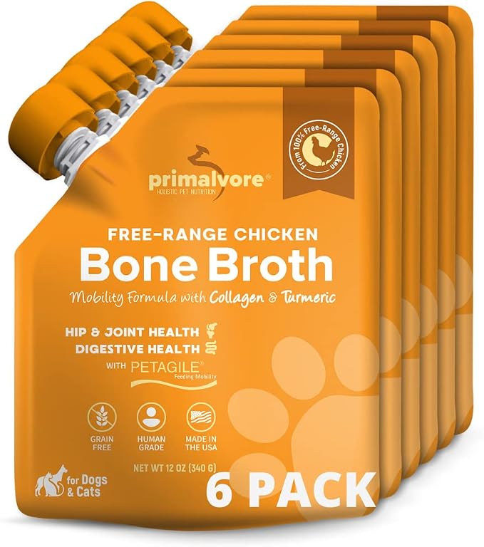 Free-Range Bone Broth for Dogs & Cats - Chicken, 6-Pack