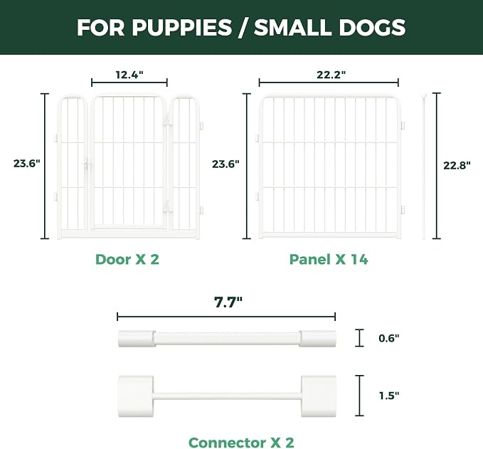 FXW Homeplus Unleashed Indoor Dog Playpen - Stress-Free and Safe Play, Heavy Duty 24 Inch 16 Panels with Connectors (Pack of 2) for Puppy and Small Dogs, White│Patented