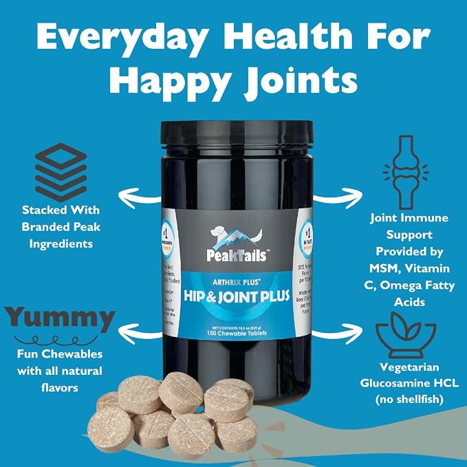 KALA HEALTH PeakTails Vet-Formulated Hip & Joint Plus for Dogs, 150 Count