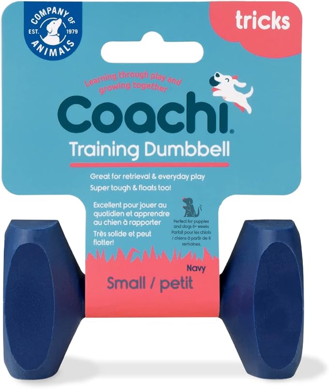 Company of Animals Coachi Training Dumbbell | Size Small | Floats, Long Distance Throwing, Classic Retrieval Toy, Gundog & Puppy Training. Super Tough & Strong, Suitable for Small Dogs