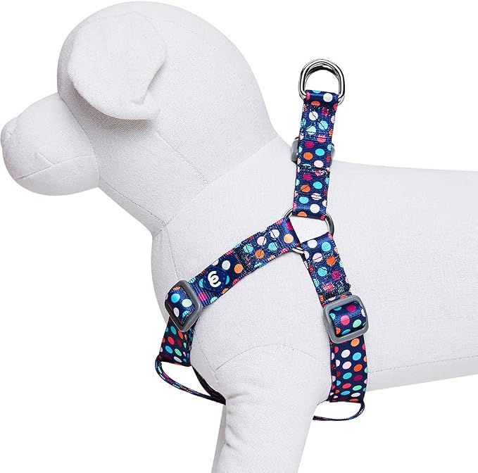 Blueberry Pet Essentials Step-in Rainbow Polka Dots Dog Harness, Chest Girth 16.5" - 21.5", Small, Adjustable Harnesses for Dogs