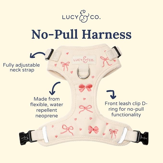 Lucy & Co. Ever So Sweet No-Pull Dog Harness, Adjustable Front Clip Harness with Comfort Padding, Small