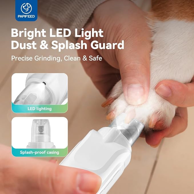 PAPIFEED 6-Speed Dog & Cat Nail Grinder, Dust Collection