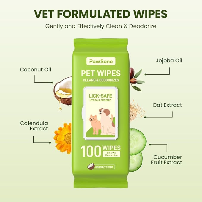 Hypoallergenic Pet Wipes for Dogs & Cats, Coconut Scented, 400 Count