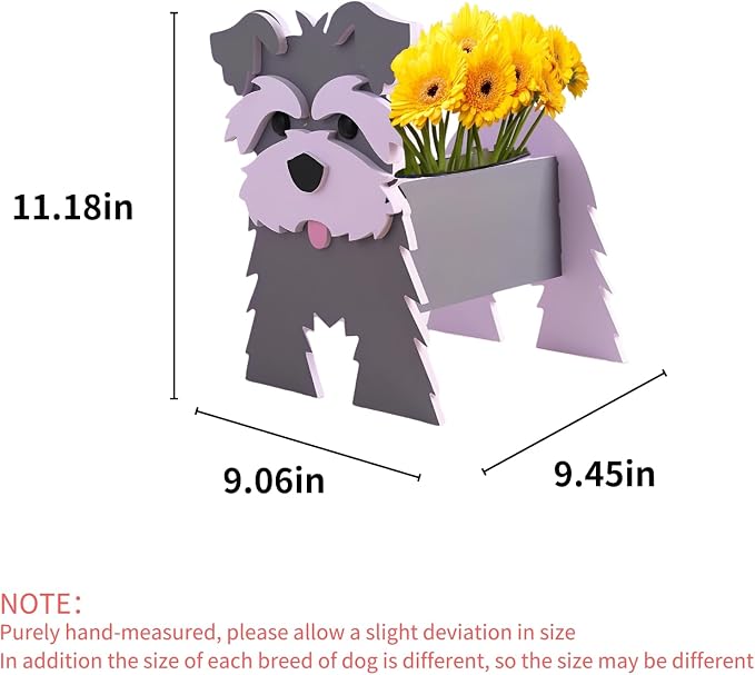 Gray Schnauzers Dog Planter Pots, Animal Shaped Flower Pot