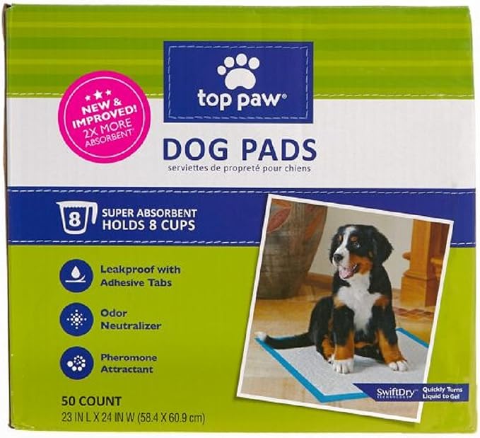 Top Paw Dog Pads | New & Improved! 2X More Absorbent (50 Count)