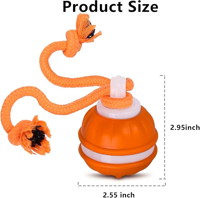Interactive Dog Toys Ball, 3 Modes & Powerful Motor, Random Movement & Swinging Rope, Bird Chirping Stimulate, USB C Rechargeable for Small Medium Dogs for Boredom, Anxiety Relief