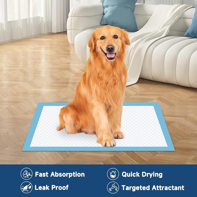 Quilocare 100PCS 28” x 34” Puppy Pads, Super Absorbent Leakproof Quick Drying Puppy Pee Pads for Dogs, Extra Large Disposable Dog Training Pads