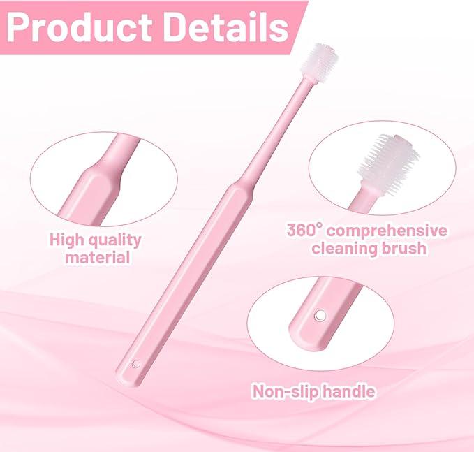 3 Pack Small Dog Cat Toothbrush, 360 Degree Soft Silicone Pet Toothbrush Cat Dental Care Dog Oral Hygiene Deep Clean Pet Teeth Cleaning Kit