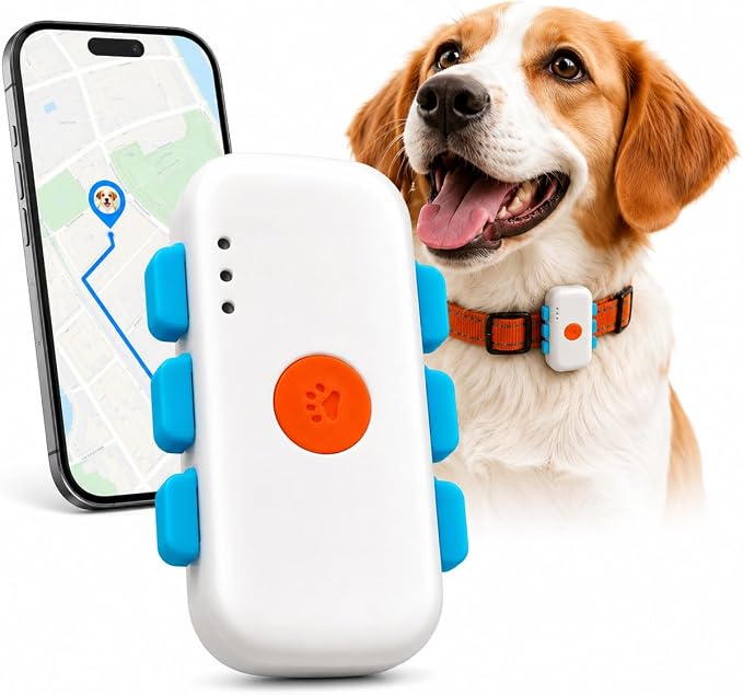 4G GPS Pet Tracker for Dogs & Cats, Real-Time GPS Tracking Device with Geo-Fence Alerts, Location History, Sound Pet Finder, IPX4 Water-Resistant, 1000mAh Rechargeable Battery, App Control