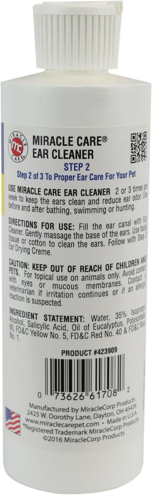 Miracle Care Ear Cleaner for Dogs and Cats, 8 oz