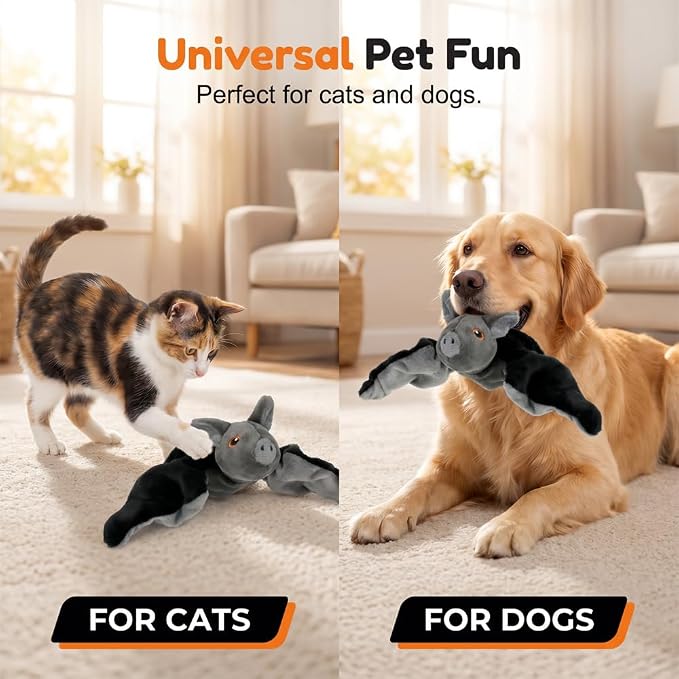 Flying Bat Toy for Dogs & Cats Flapping Wings Interactive Pet Toy (Chick) | Flying Bat Dog Toy with Chirping Sounds, Flapping Bird Interactive Toy